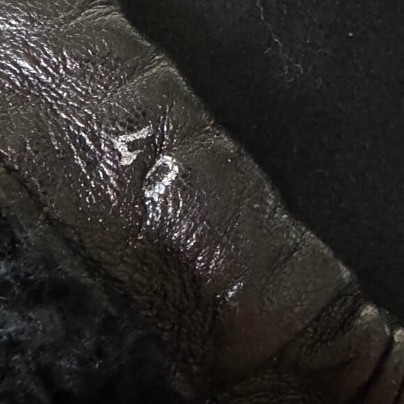 DIOR Boots Sz.9.5 Black Suede Shearling High Heel Pom Pom Drawstrings Fur Trim - Picture 11 of 16